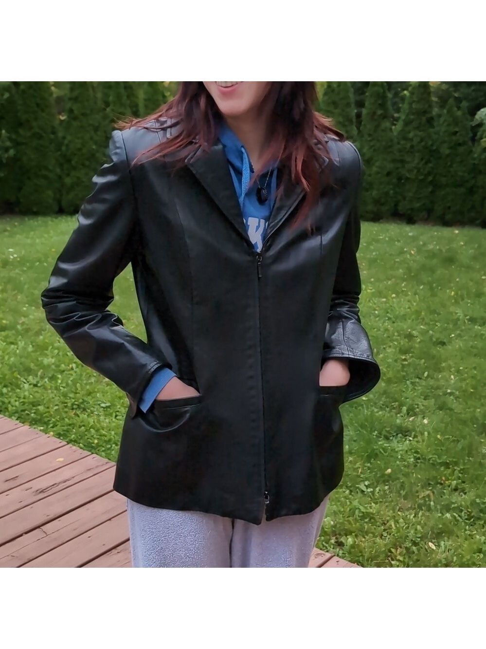 Danier Women's Black Leather Jacket Size Small